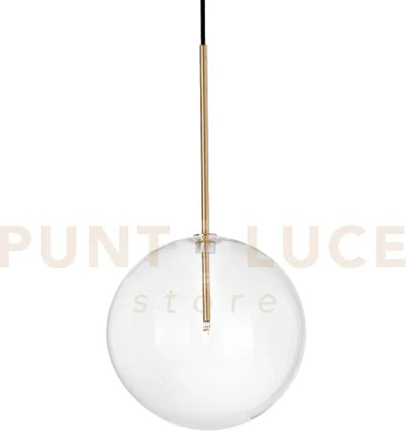 Equinoxe sospensione in vetro trasparente e ottone antico 1 luce at...