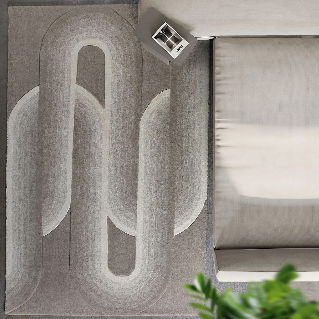 TURIN - tappeto in lana avorio con decoro