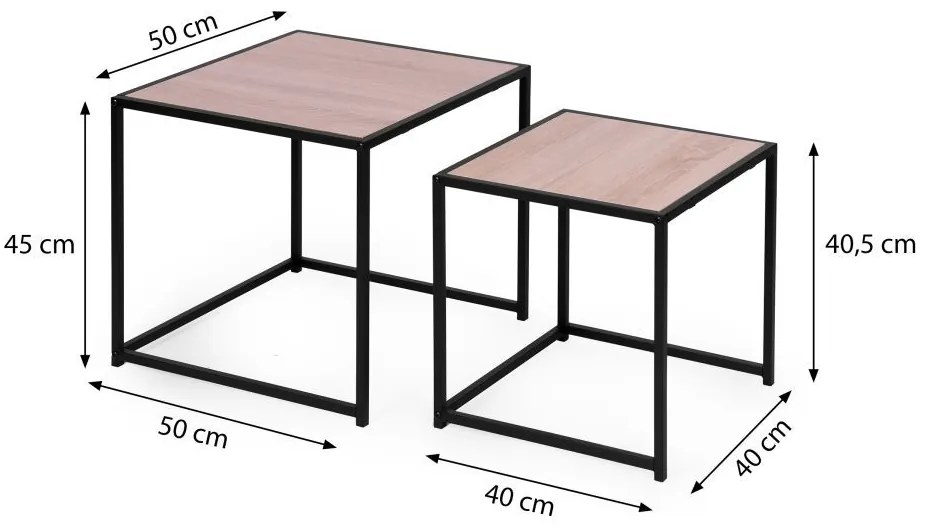 Set di 2 tavolini in stile industriale LOFT