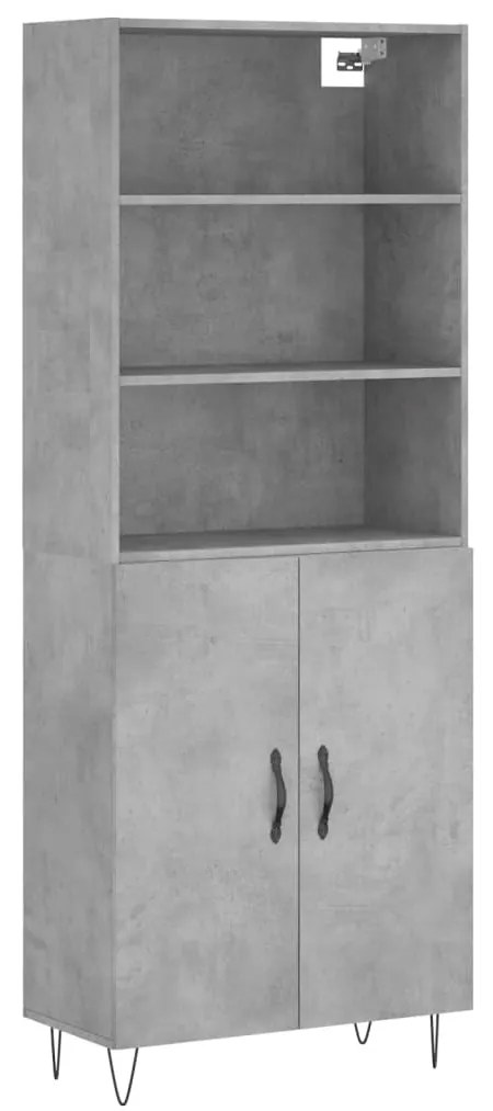 Credenza Grigio Cemento 69,5x34x180 cm in Legno Multistrato