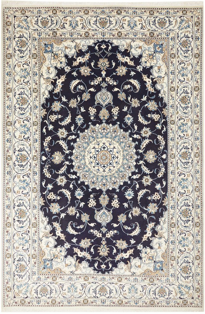 Nain Tappeto 300x200 Blu (Iran) Annodato A Mano