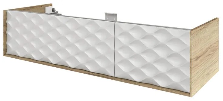 Mobile da bagno sospeso sotto lavabo L 135 x H 32 x P 48 cm bianco e noce laccato lucido, 2 cassetti SENSEA Neo Frame