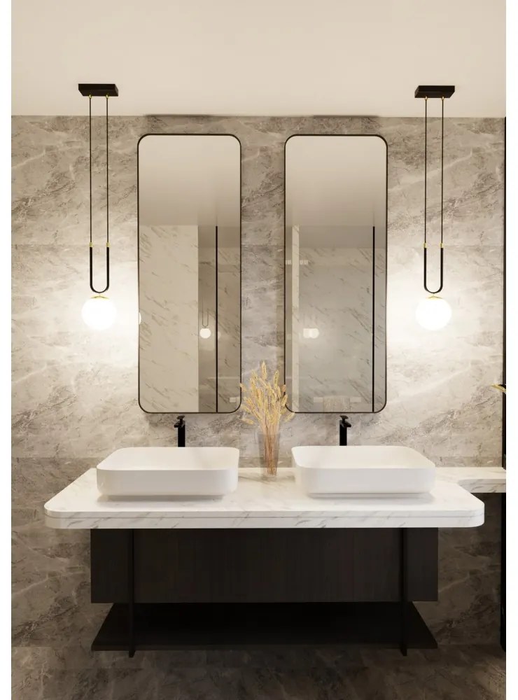 Lampadario a Sospensione in Acciaio e Vetro GLAM 1 Nero E14 Colore delle Sfere Bianco