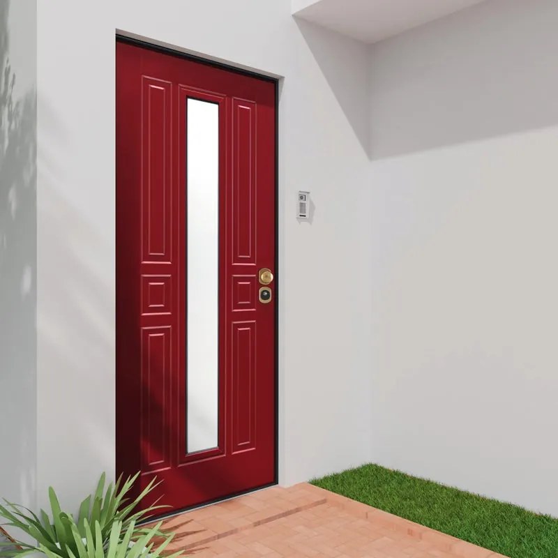 Porta blindata YALE Mirror L 80 x H 210 cm rosso/noce apertura sinistra