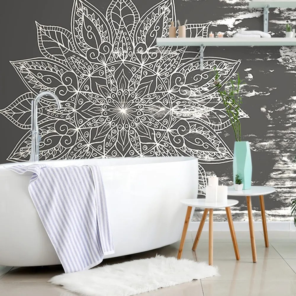 Carta da parati autoadesiva – Texture di mandala in bianco e nero