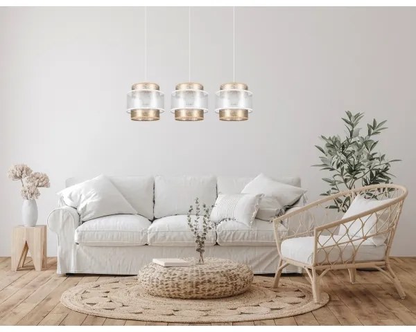 Lampadario a sospensione con filo GABI 3xE27/60W/230V oro/bianco