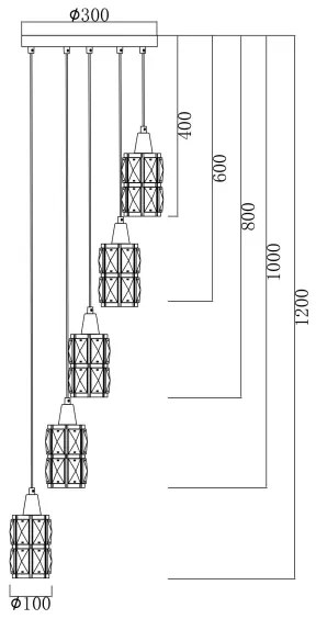 Globo 15760-5 - Lampadario a sospensione con filo WOLLI 5xE14/40W/230V