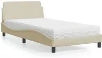 Letto con Materasso Crema 100x200 cm in Tessuto 3208349