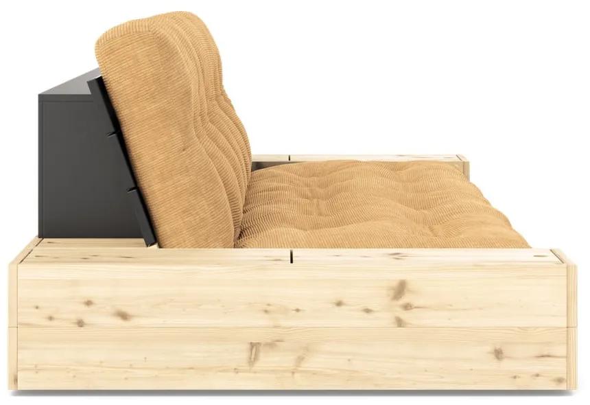 Divano letto in velluto a coste marrone chiaro-senape 244 cm Base - Karup Design