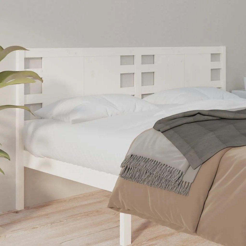 Testiera Per Letto Bianca 166x4x100cm İn Legno Massello Di Pino /