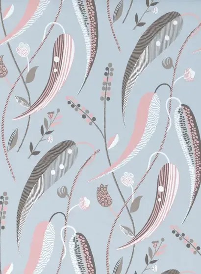 Nina Campbell Carta da parati Colbert - French Grey/ Pink