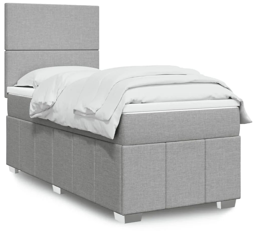 Giroletto A Molle Con Materasso Grigio Chiaro 90x190 Cm Tessuto /