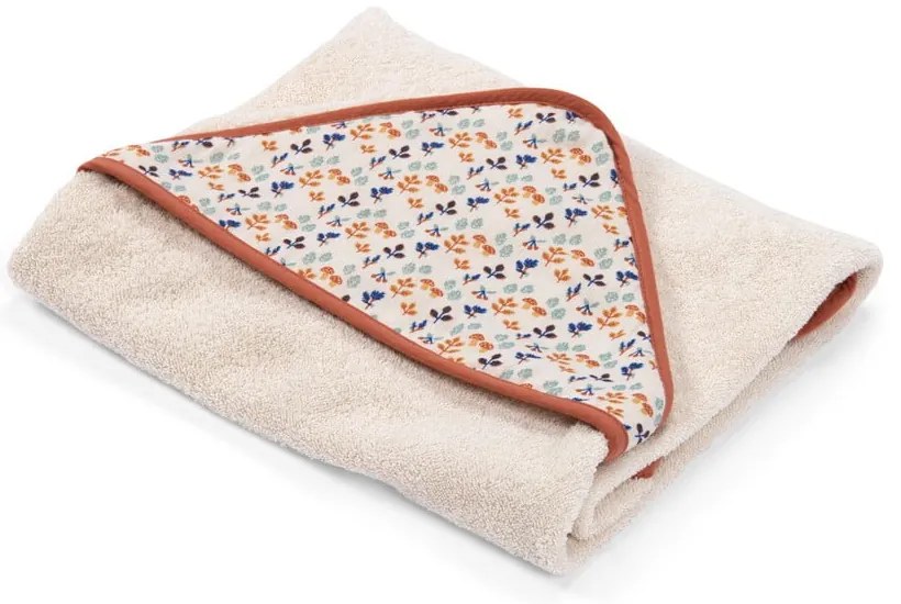 Asciugamano in cotone crema con cappuccio 80x80 cm Pomme des Bois - Moulin Roty