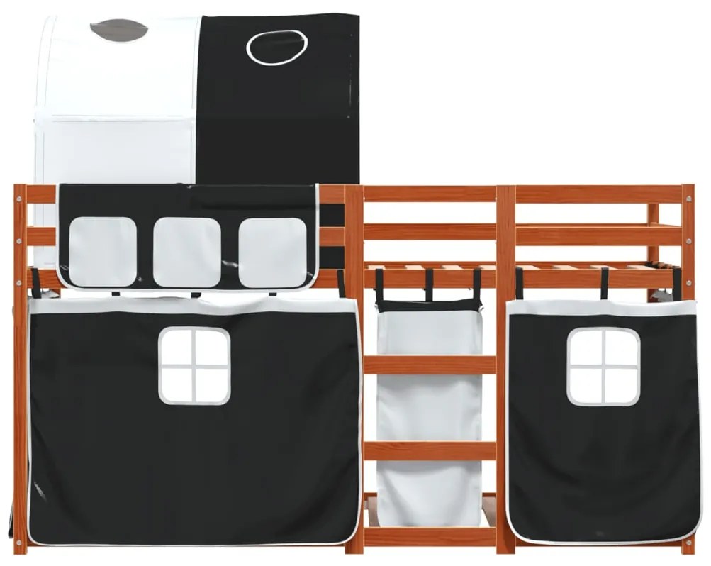 Letto a castello senza materasso bianco e nero 80x200cm in pino