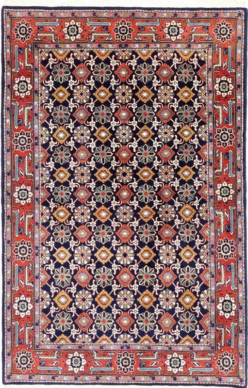 Varamin Tappeto persiano 140x210 Blu (Iran) Annodato A Mano