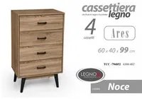 Cassettiera como stile urban 4 cassetti cm 60 x 40 x 99 h