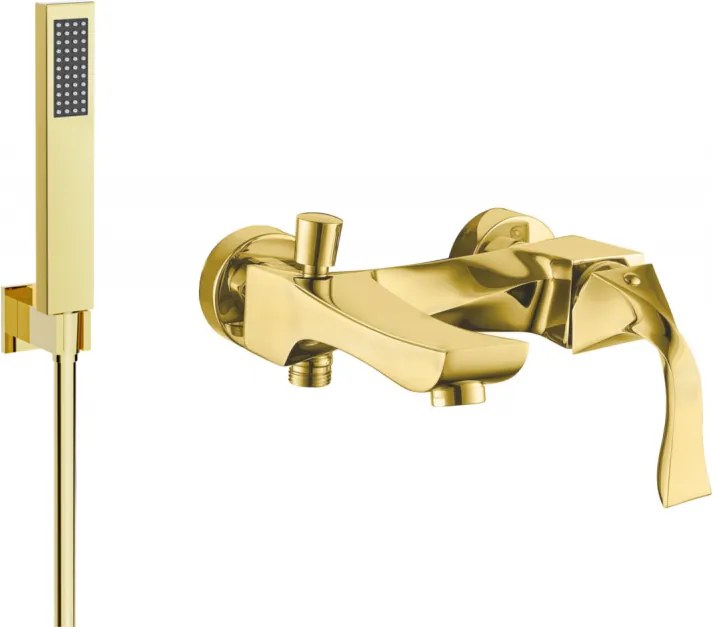 Mexen Estrella R02 miscelatore per vasca con set doccia, oro - 7233R02-50