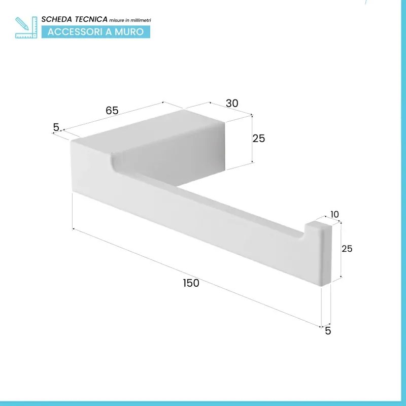 Set accessori bagno da muro 4 pezzi in alluminio bianco Sky