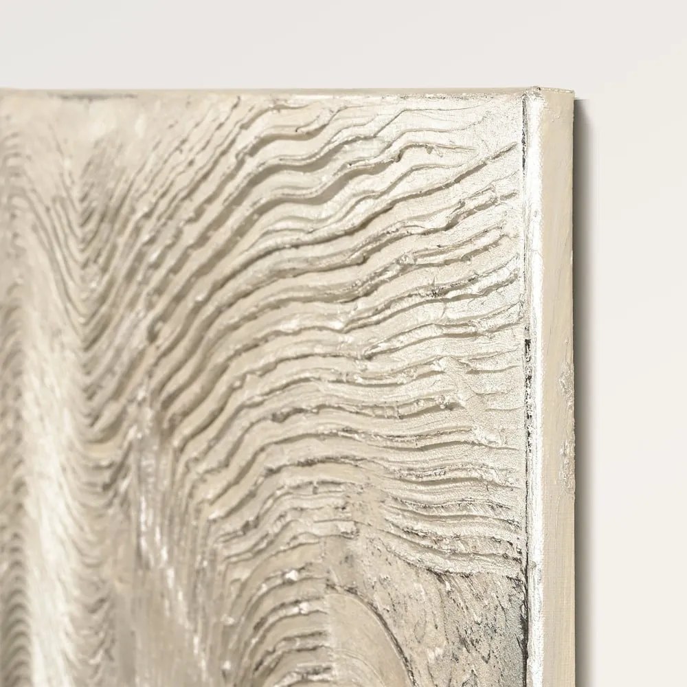 Quadro dipinto a mano 88x118 cm Metallic Silver - Malerifabrikken