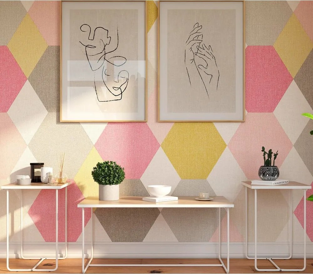 Set di tavoli consolle bianchi/di colore naturale con piano effetto frassino 3 pz 50x100 cm Dante – Støraa