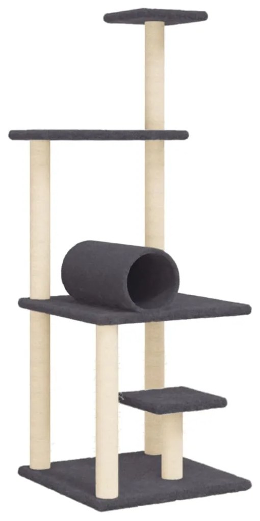 Albero per gatti con tiragraffi in sisal grigio scuro 136 cm