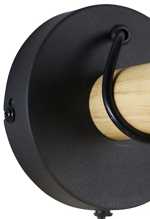 Applique da parete rustica nera con legno - Dami Frame