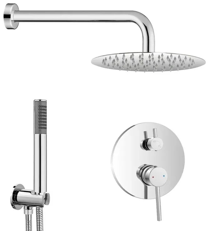 Set doccia da incasso con soffione 25 cm e kit doccia completo Nuego