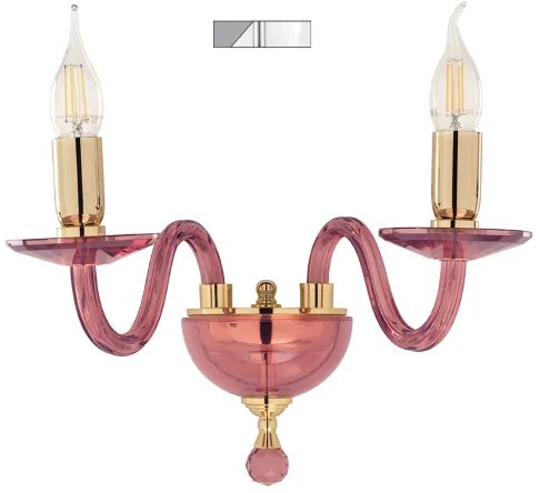 Applique PAGANINI a 2 Luci in vetro lavorato a mano 38 cm Cromo