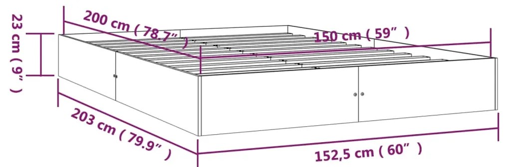 Giroletto Bianco in Legno Massello 150x200 cm King Size