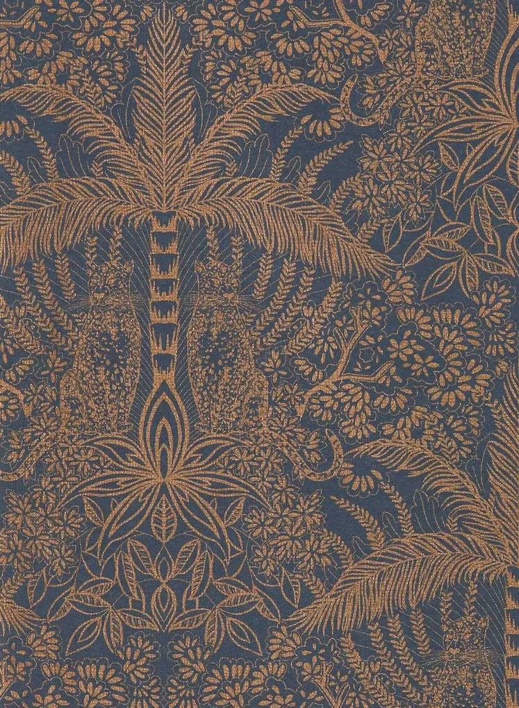 Clarke & Clarke Carta da parati Leopardo - Copper/ Midnight