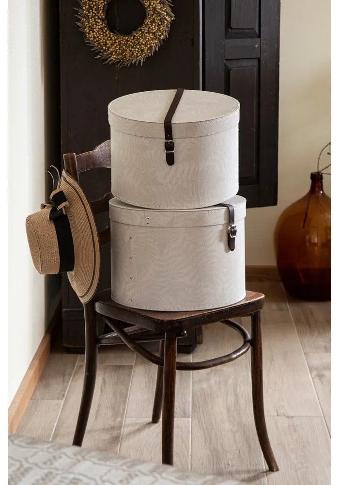 Scatole in set con coperchio color crema in cartone 2 pz ø 37,5x25,5 cm Rut Paper Laminate – Bigso