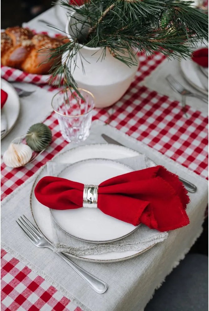 Tovaglia di lino 140x140 cm Red Gingham - Linen Tales