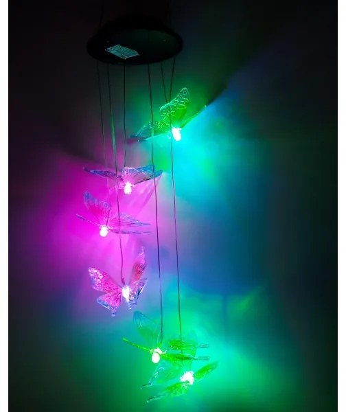 Lampada solare RGB a LED 6xLED/1,2V 300 mAh IP44 farfalla