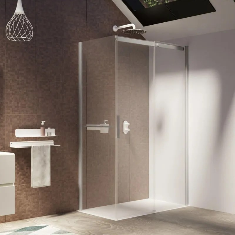 Lato fisso per box doccia Diamante L 69 x H 195cm, Sp. 6 mm vetro trasparente profilo cromo dx