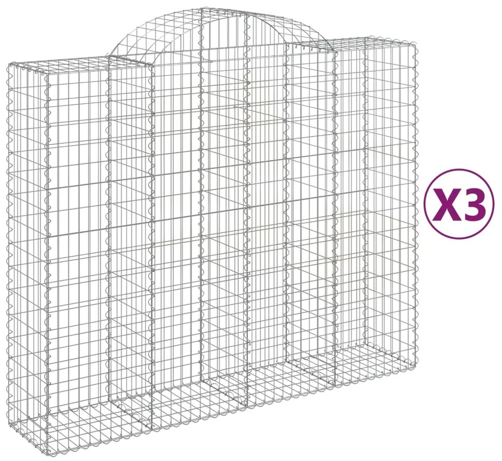 Cesti Gabbioni ad Arco 3 pz 200x50x160/180 cm Ferro Zincato