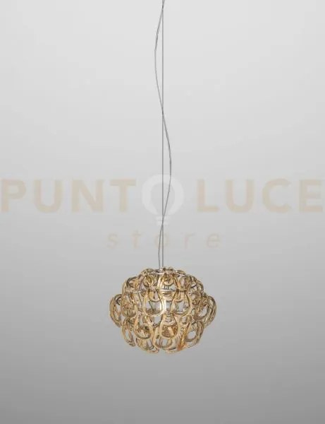 Giogali sospensione 35 cristallo ambra e cromo lucido 1 luce attacc...