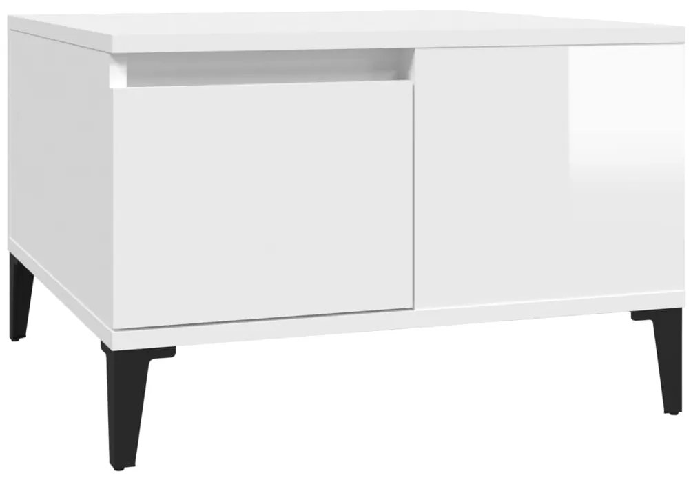 Tavolino salotto bianco lucido 55x55x36,5 cm legno multistrato