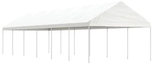 Gazebo con Tetto Bianco 13,38x4,08x3,22 m in Polietilene