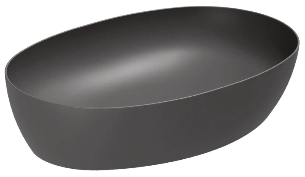 Lavabo D'Appoggio 60x45 Cm Azzurra Ceramica "Elegance Circle" Nero Opaco