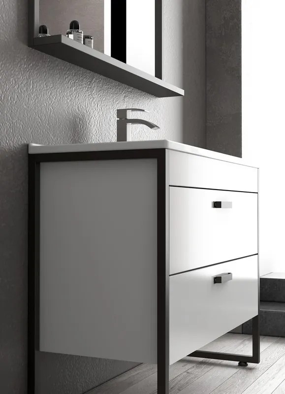 Mobile bagno 100cm con struttura metallica nera IKOS-100 - KAMALU