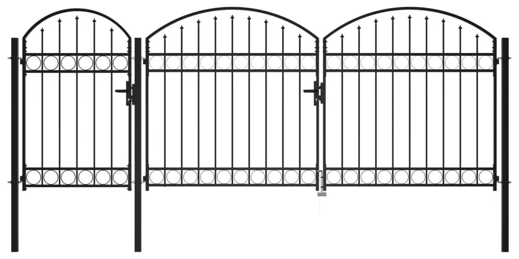 Cancello Da Giardino Ad Arco İn Acciaio 2,25x4 M Nero /