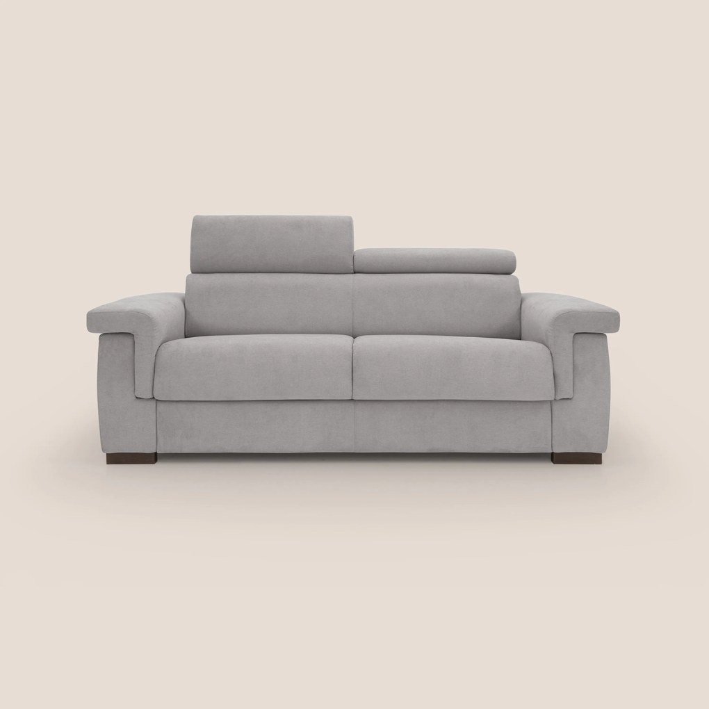 Bjorn divano letto sfoderabile con materasso H18 cm e poggiatesta reclinabili in tessuto impermeabile T02 grigio chiaro