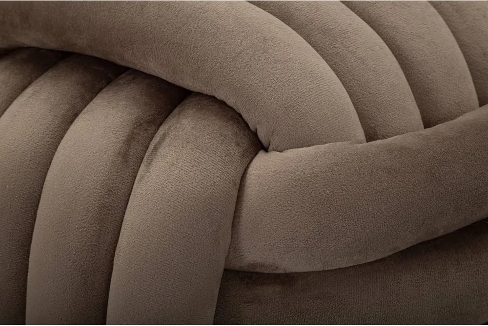 Poggiapiedi in velluto grigio-marrone Softy - Mauro Ferretti