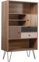 Libreria Mobiletto 2 Ante e 2 Cassetti 4 Ripiani 80x39x139,5 cm in Legno MDF Naturale