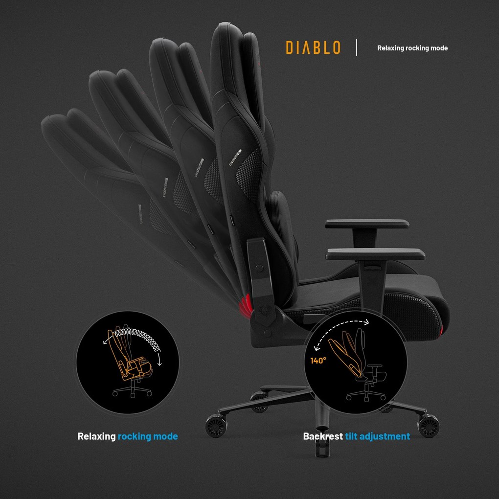 Sedia da gaming nera Diablo X.One Prime, Normal Size, Burned black