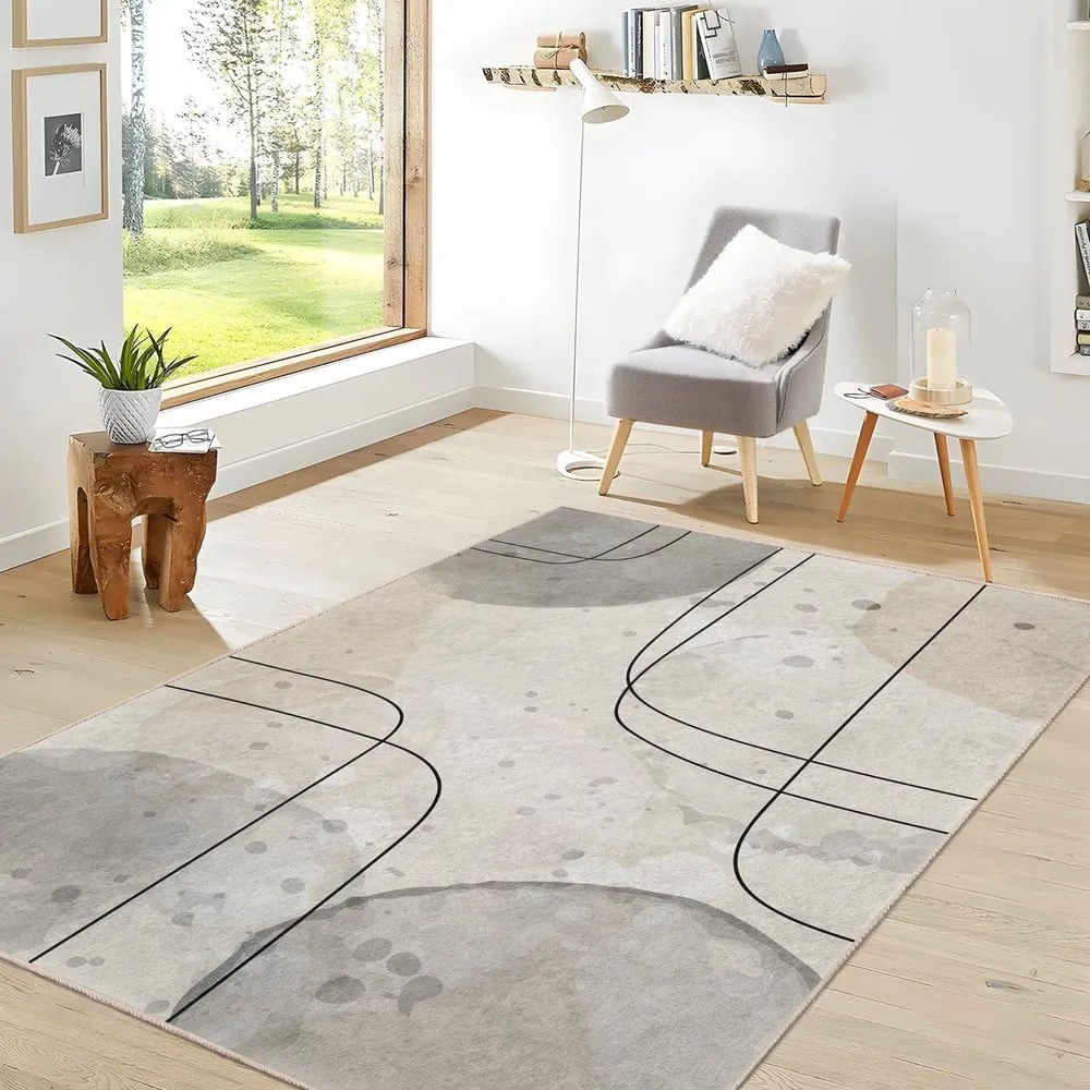 Tappeto grigio/color crema lavabile 80x150 cm Simple Lines – Mila Home