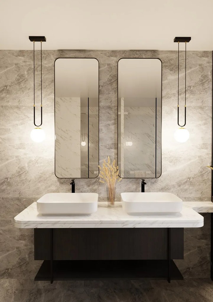 Lampadario a Sospensione in Acciaio e Vetro GLAM 1 Nero E14