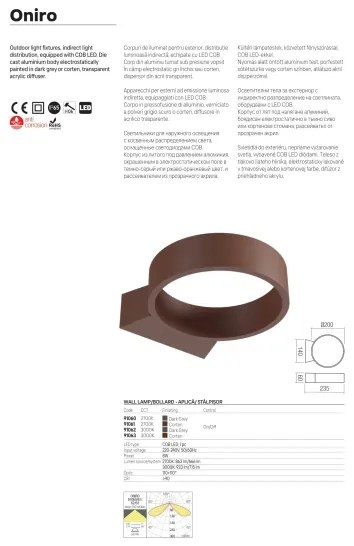 Redo 91062 - Applique LED da esterno ONIRO LED/8W/230V IP65 antracite