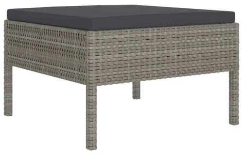 Set Divani da Giardino 7 pz con Cuscini in Polyrattan Grigio