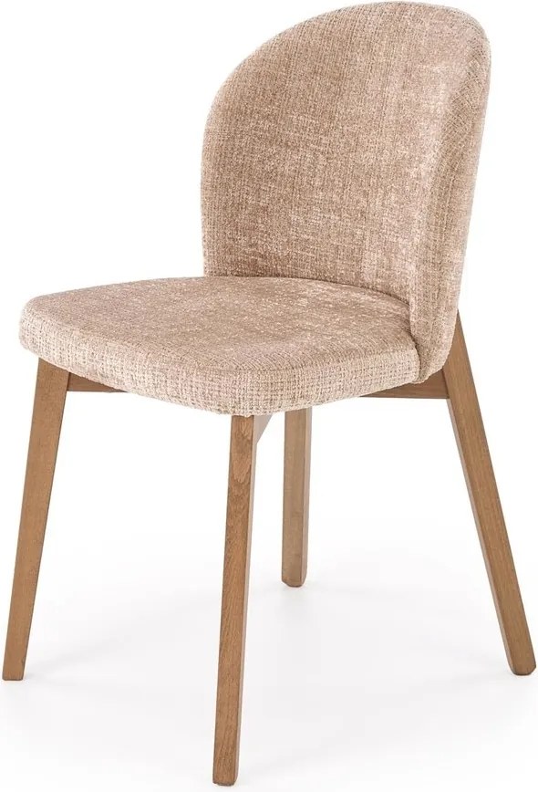 BASSO sedia in legno color noce chiaro con seduta beige CREMONA 14